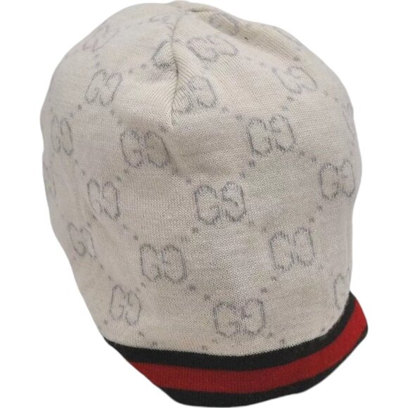 083166AR (S1) Gucci Cap Sherry Line Beanie Knit For Baby White PVC - Picture 1 of 13